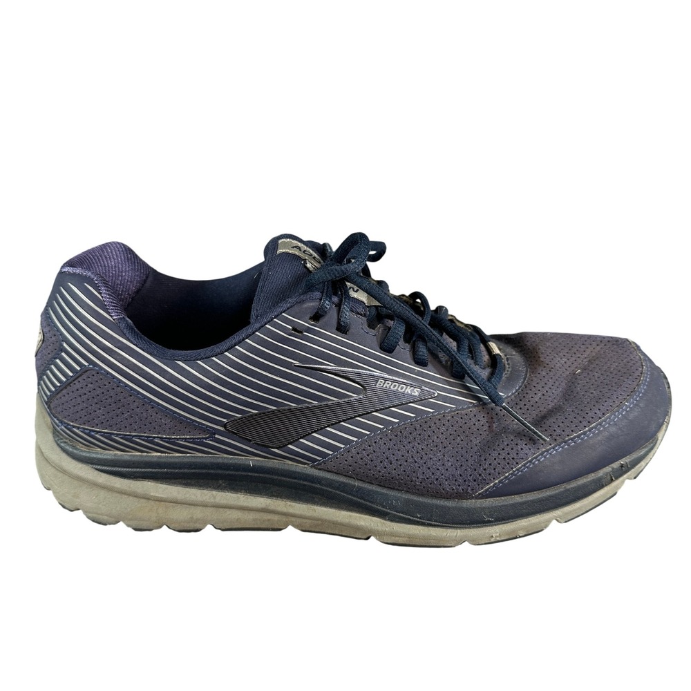 Brooks Addiction Walk Navy Blue Leather Walking Shoes Mens Sneakers DNA